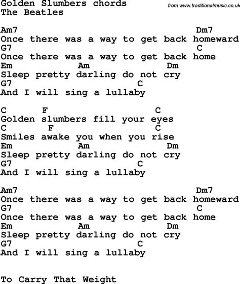 Lyrics for Golden Slumbers by Jackson Browne & Jennifer Warnes. Once there was a way to get back homeward Once there was a way to get back home Sleep, pre... Type song title, artist or lyrics. Top lyrics Community Contribute. Sign in Sign up.